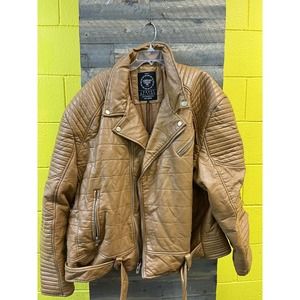 Jordan Craig Men's Wheat Faux Leather Padded Motorcycle Jacket Brand New Size 5x